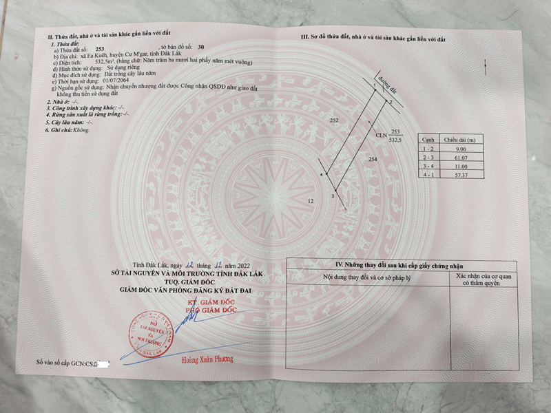 Cần bán đất tại xã Ea Kuêh huyện Cư M Gar – Đắk Lắk