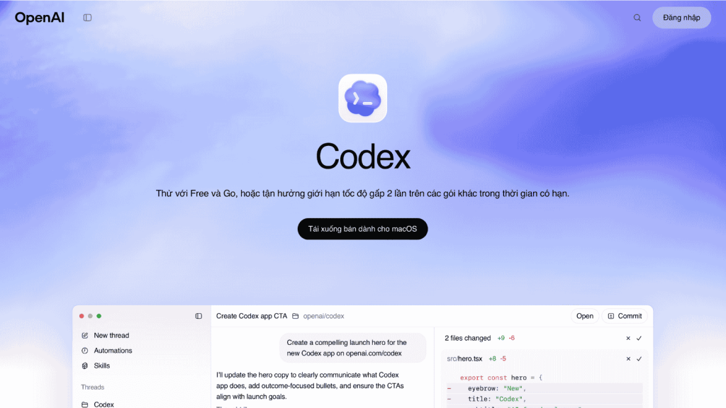 OpenAI ra mắt ứng dụng Codex trên macOS để hỗ trợ lập trình tự động bằng AI